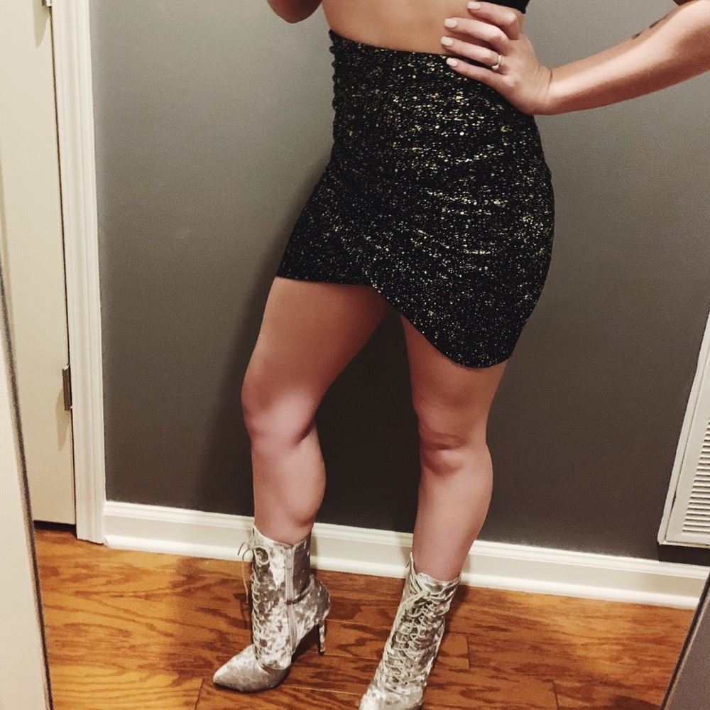 Gold Speckled Black Bodycon Skirt